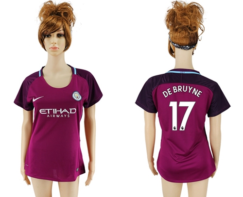 Women's Manchester City #17 De Bruyne Away Soccer Club Jersey - Click Image to Close